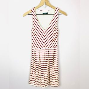 Tart Red and White Striped Sleeveless V Neck Dress Women's Size XS